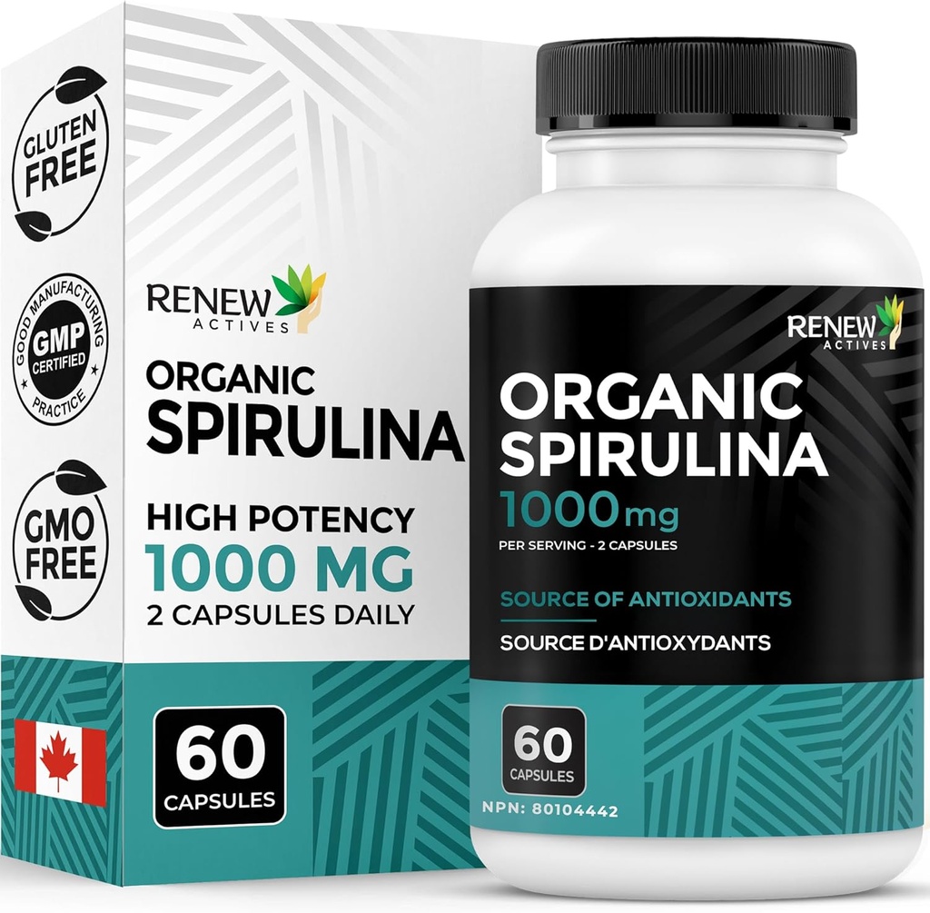Renew Actives Organic Spirulina 1000MG na 2 Kapsule 
