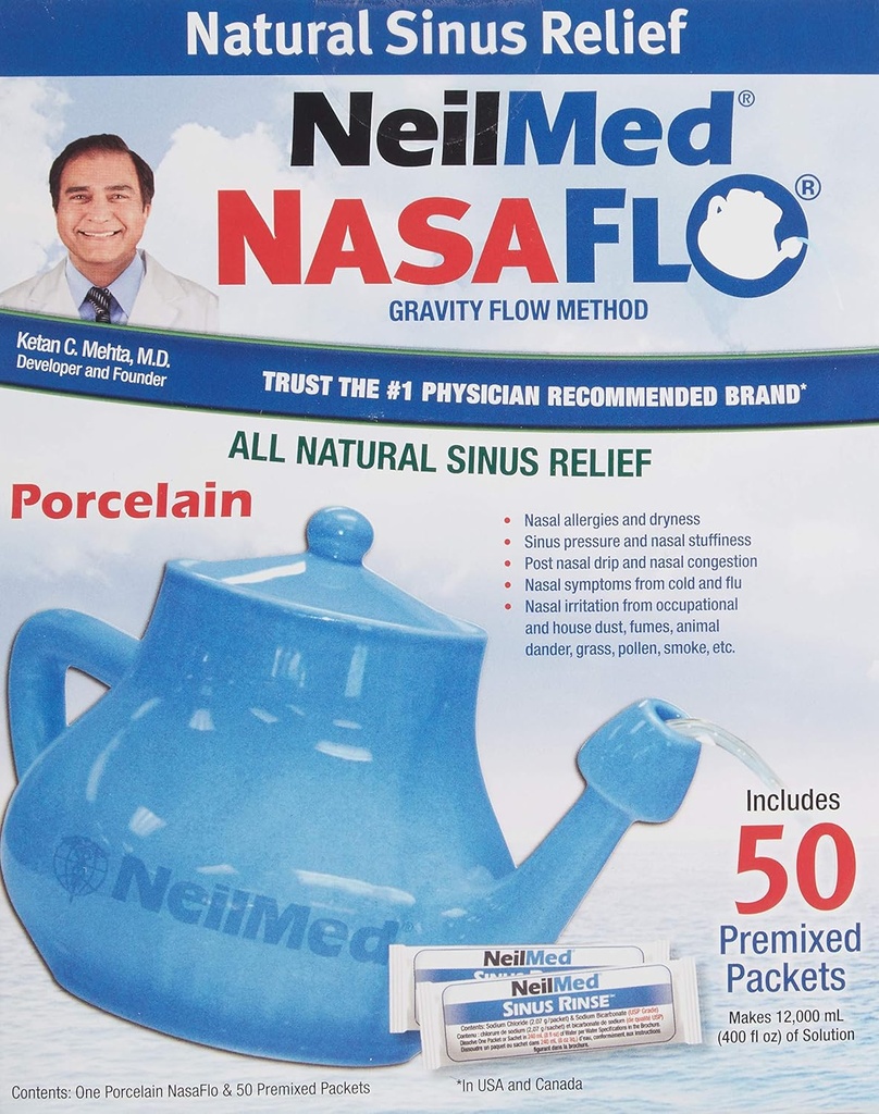 NeilMed Nasaflo Porcelain Neti Pot, 50 Počet (balenie sa môže líšiť)