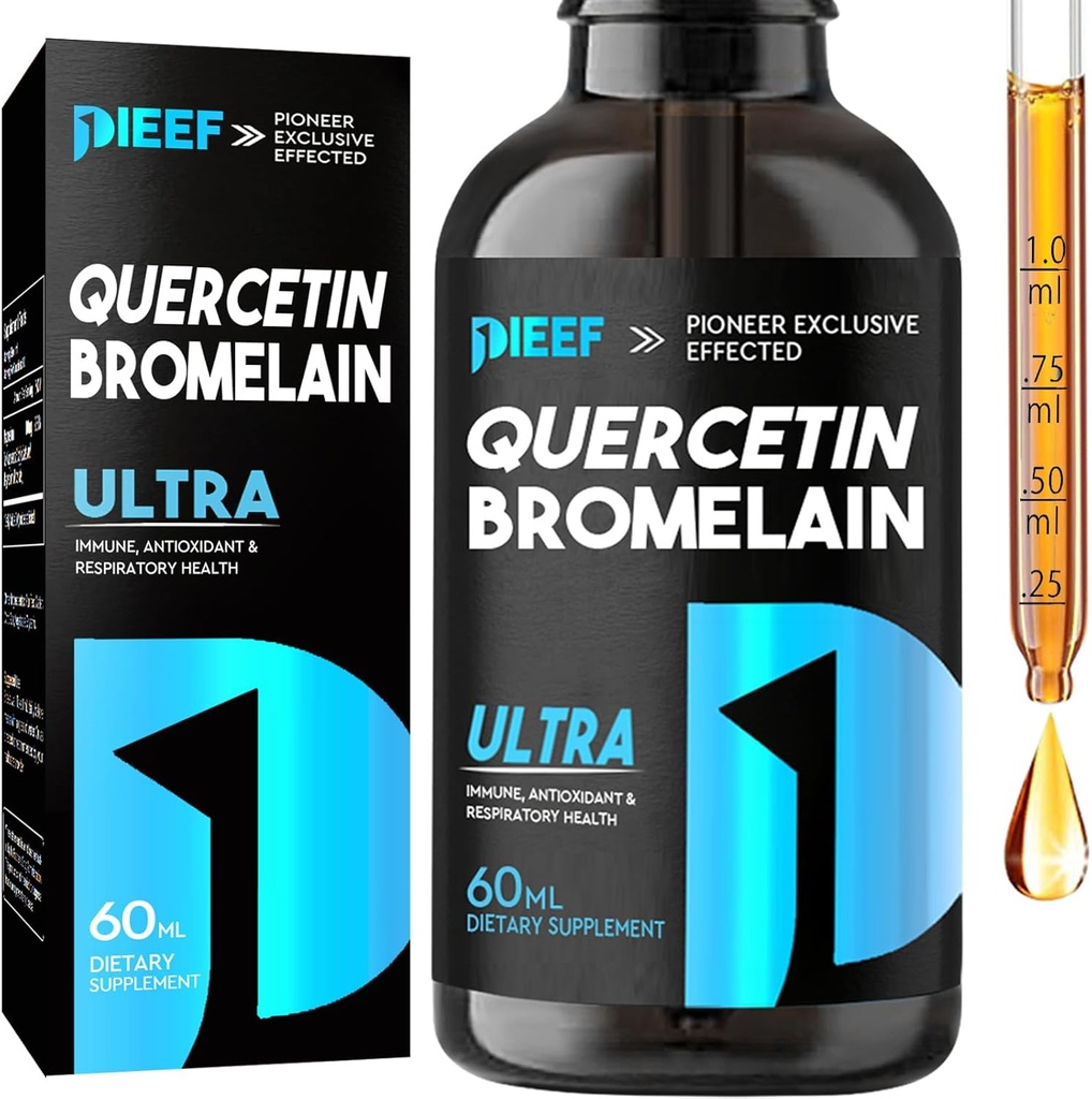 Quercetin s Hypromelain Tekuté kvapky, Quercetin Doplnky 1000 mg, Podpora respiračného imunitného komplexu, 7-in-1 Quercetin Tekuté kvapky so zinkom