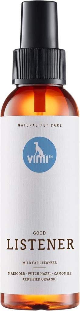 animaux vimi Ear Cleaner Dobrý poslucháč - Čistič ucha sprej pre citlivé psie uši - starostlivosť o uši s Camomile, Calendula a čarodejnice Hazel - pre dôkladné a mierne čistenie - 3.38 Fl Oz