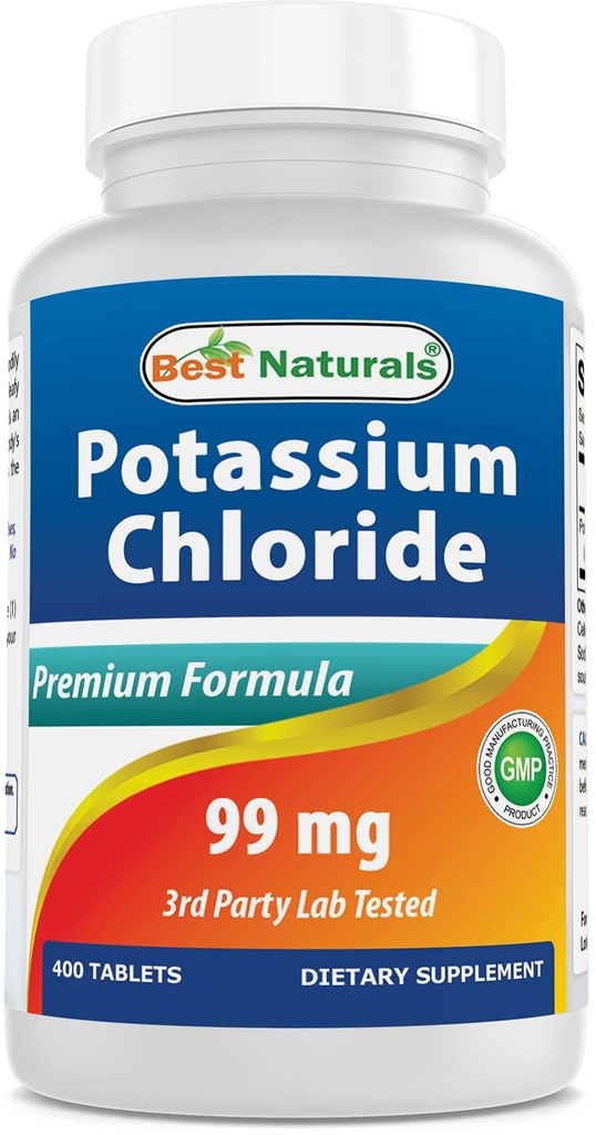 Najlepšie prírodné Chlorid draselný doplnok 99mg 400 Tablety - 3. Party Lab tested