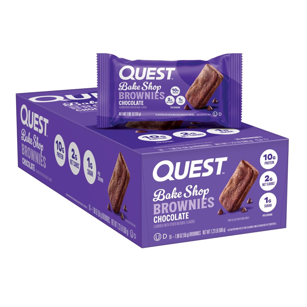 Quest Nutrition Bake Shop, Chocolate Brownies, 10g Protein, 2g Net Carbs, 1g Cukor, Protein Snack, 10 Počet