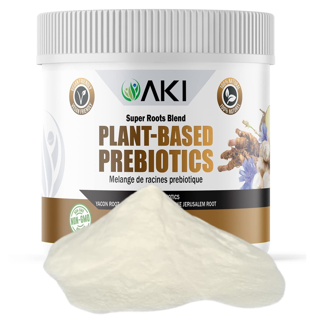AKI Plant-Based Prebiotic Blend (6oz/170g) - Ideálny zdroj FOS & Inulin - Výživná intestinálna Flora & Imunita - Ideálne pre proteín Shakes, šťavu, smoothies - Keto Friendly, Vegan, Gluten & GMO Free