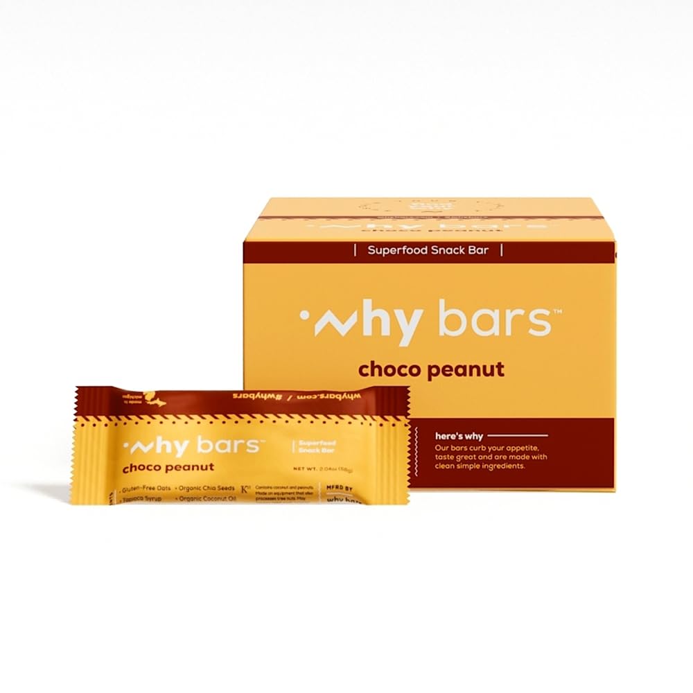 Prečo Bary, Proteínové tyčinky, Čokoláda Arašidové maslo, 2.04 Ounce Bars (Pack of 12 Protein Bars) - Protein Bar Superfood, Gluten Free, Non GMO, Organic, Vegan, Jednoduché zložky
