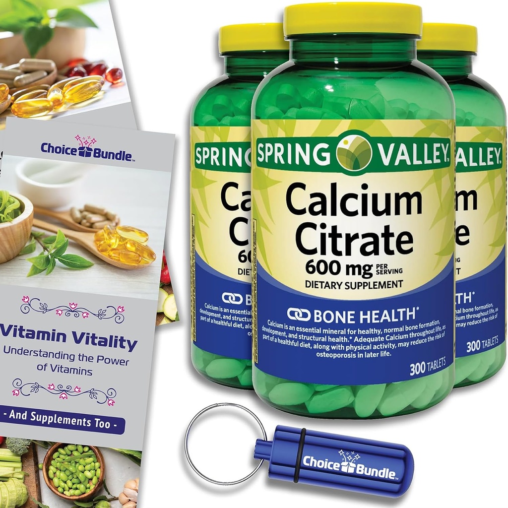Jarné údolie Titračné tablety Dietetické doplnky 600 mg 300 Ct 3 ks Výber Bundle (900 celkom) + vitamínový návod & Pill kontajner (5 položiek)!
