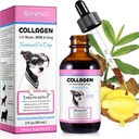 Kolagén pre psy, Tekutý kolagén pre psy, Pes Liquid Collagen Drops, Kolagén s biotínom, MSM & Ginger Liečba pre psy, kože a kozí doplnok pre psy, Pes Collagen 60ml