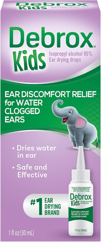 Debrox Kids Drying Drops, Kids Ear Drops for Clogged Ears, Ear Discomfort Relief for Water Activities, 1oz Bottle