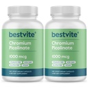 BESTVITE chromium pikolinát 1000mcg (480 Vegetariánske kapsuly) (240 x 2) - žiadne stearáty - bez dikalciumfosfátu - Vegan - bez lepidla - non-GMO