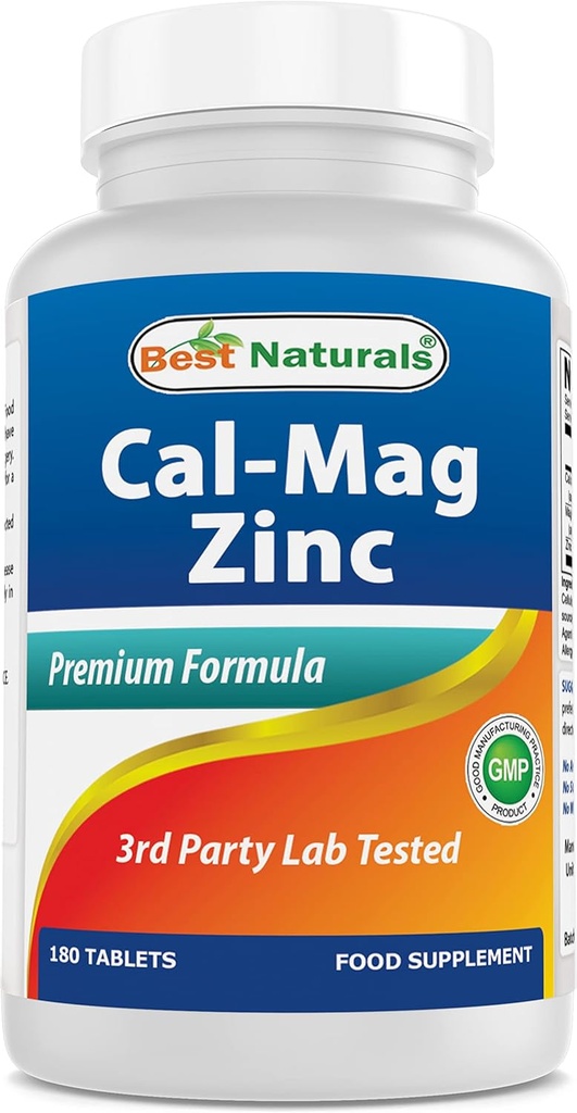 #1 CAL MAG ZINC by Best Naturals - Essential Mineral Complex - vyrobené v USA na základe GMP Certified Facility a tretej strany testované na čistotu. Zaručené!, 180 tabliet