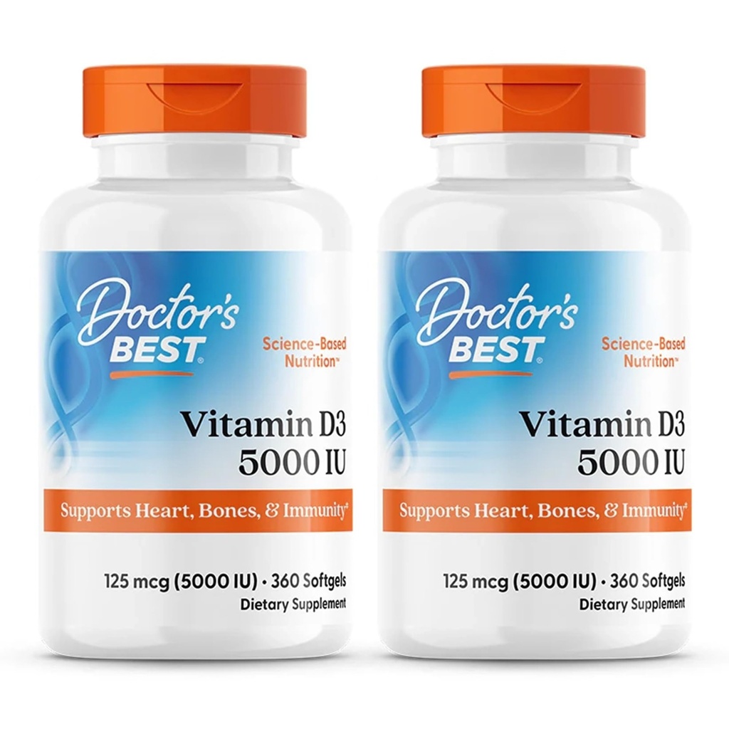 Vitamín D3, 125 μg (5 000 IU), 360 softgelov