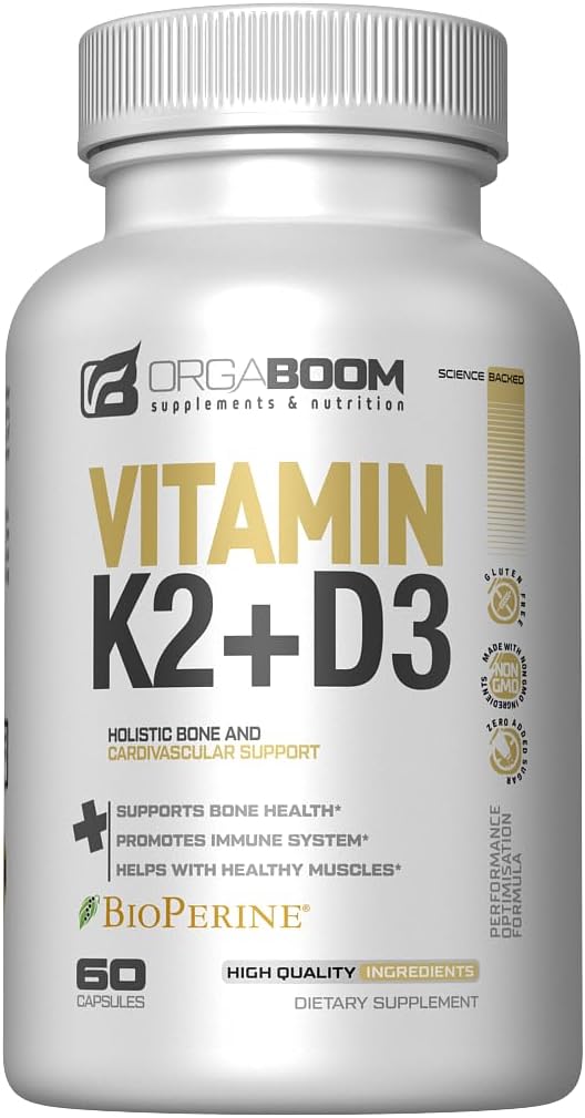 Vitamín D3 K2 Vápnik doplnok - vitamín D 5000 IU + vitamín K2 MK7 100 μg, kostná sila a zdravie srdca doplnky pre ženy a mužov, D3K2 zuby vitamíny s bioperínom, US-Made non-GMO 60 Cap