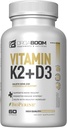 Vitamín D3 K2 Vápnik doplnok - vitamín D 5000 IU + vitamín K2 MK7 100 μg, kostná sila a zdravie srdca doplnky pre ženy a mužov, D3K2 zuby vitamíny s bioperínom, US-Made non-GMO 60 Cap