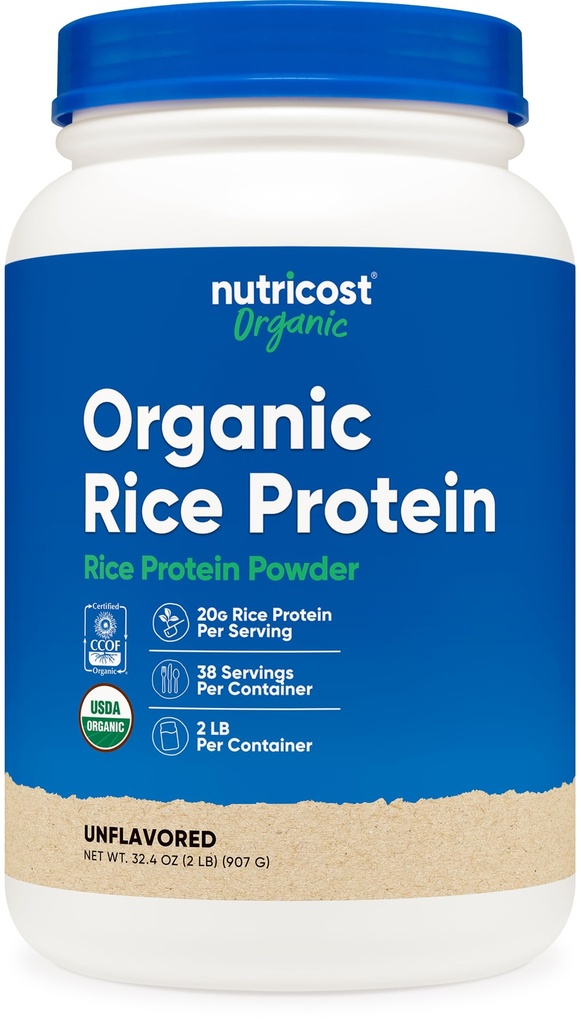Nutricost Organic Ryža Protein Powder (2 LB) - Gluten-Free, Non-GMO (od Brown Rice)