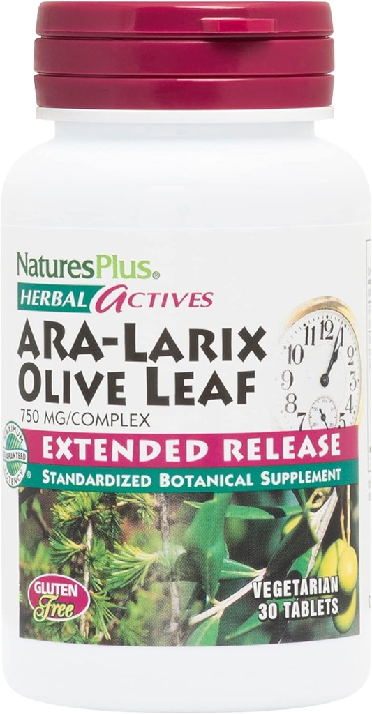 PrírodaPlus bylinné aktivity ARA Larix Olive Leaf - 30 Tablety - Imunitná podpora Doplnkové, Rozšírené vydanie Botanický komplex - Vegetarián, Gluten Free - 30 Serviv