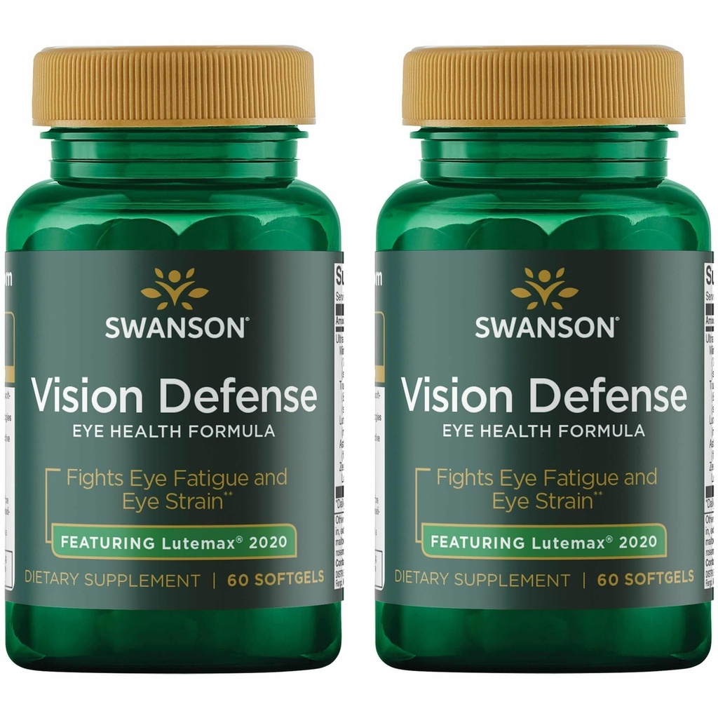Swanson Vision Defense Antioxidant Vision Health Supplement Lutein Zeaxantin Astaxantin Brokolica Extract Čučoriedkový extrakt 60 Softgels Sgels (2 balenia)