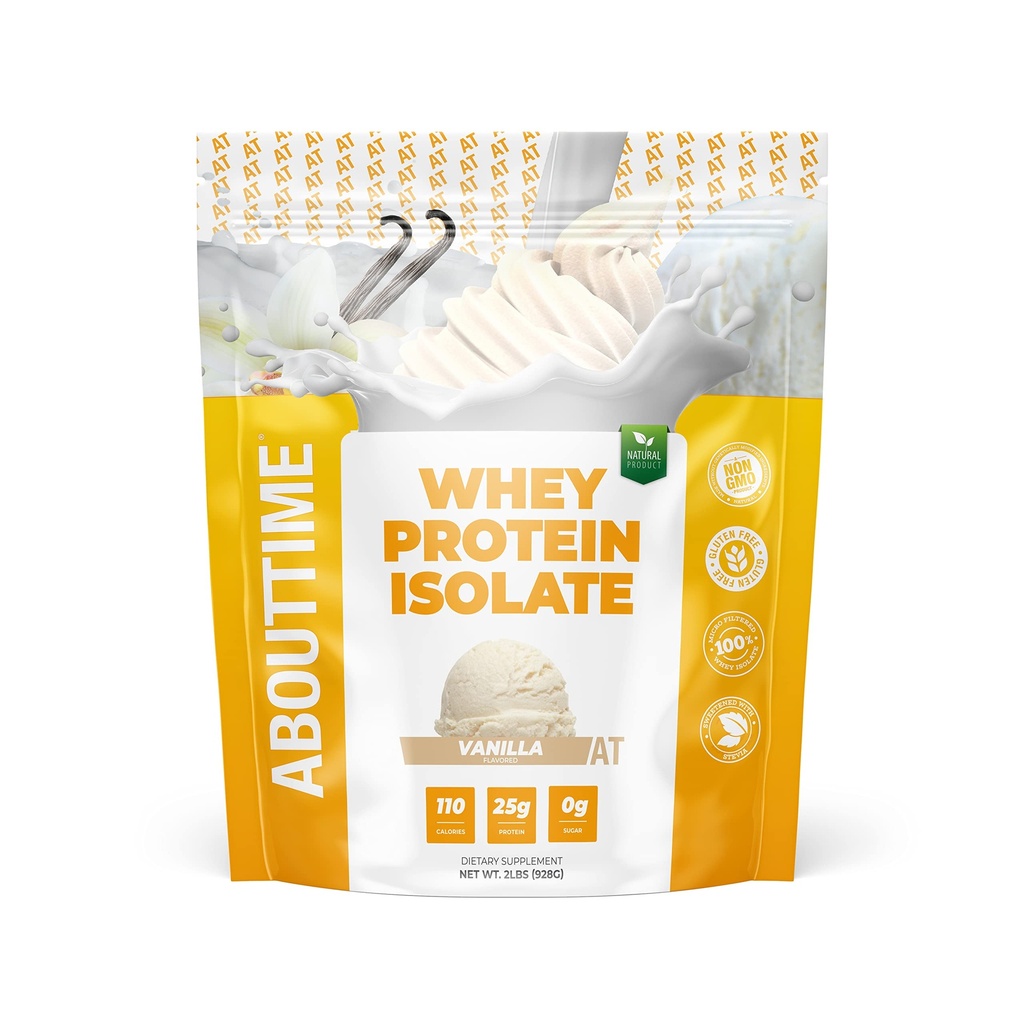 O čase Srvátka Proteín Izolát prášok 25g Vanilka, prírodné zložky, non-GMO, bezlepok, bez laktózy, Zero Cukor, Nízkokarb, 32 Servisov