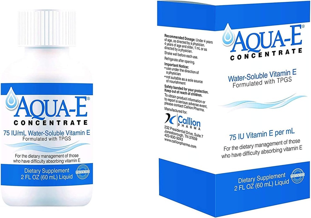 Aqua-E koncentrát 75 IU/ml, 60 ml fľaša, voda-rozpustný tekutý vitamín E