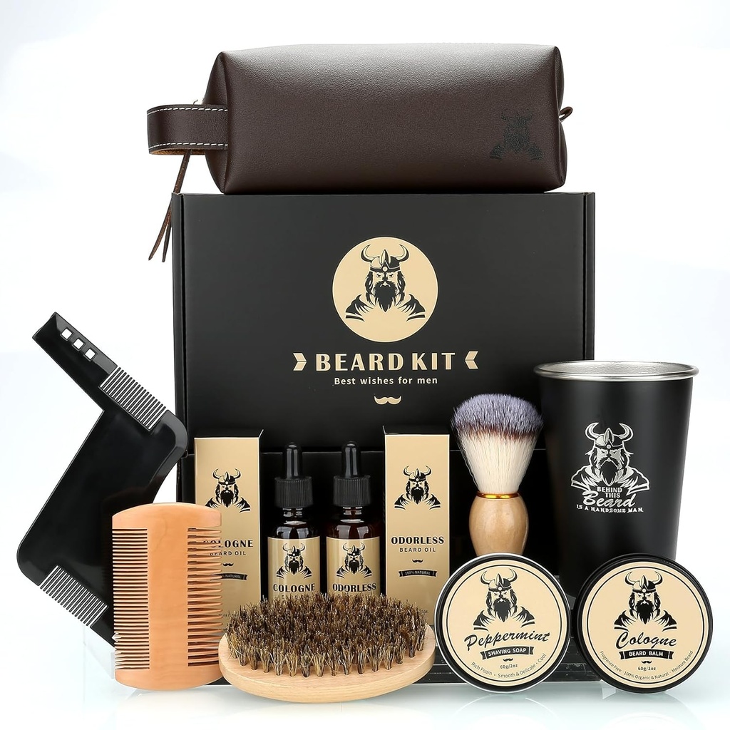 Darčeky pre mužov, otcov deň narodenín darčeky pre mužov otec ho, grooming & Trimming nástroj kompletný set, brada starostlivosť s 2 brada rast olej/Balm/Brush/Comb/Shoing Soap/Cup&Storage Bag