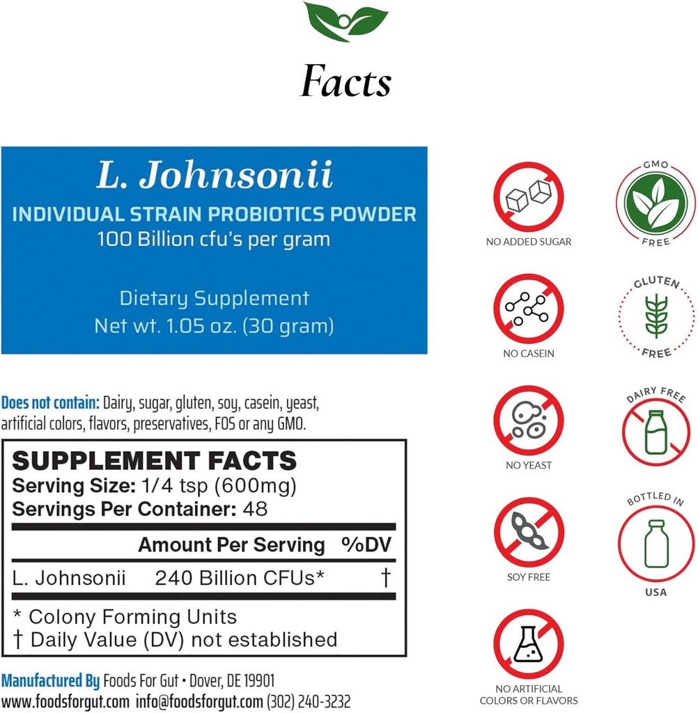 Potraviny pre Gut Lactobacillus Johnsonii Probiotic Powder 100 Miliónové KTJ 