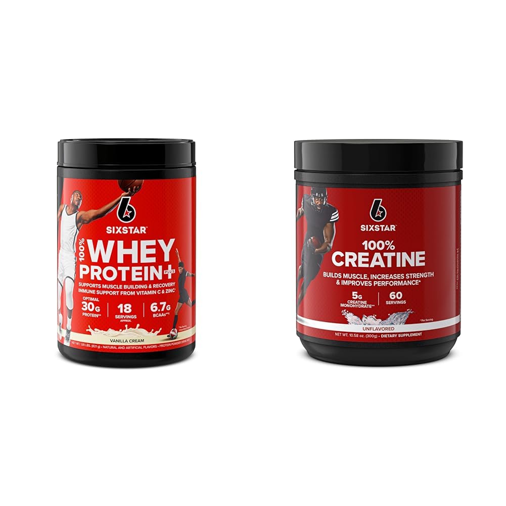 Six Star Wheey Protein Plus & Creatin monohydrate Powder Bundle 