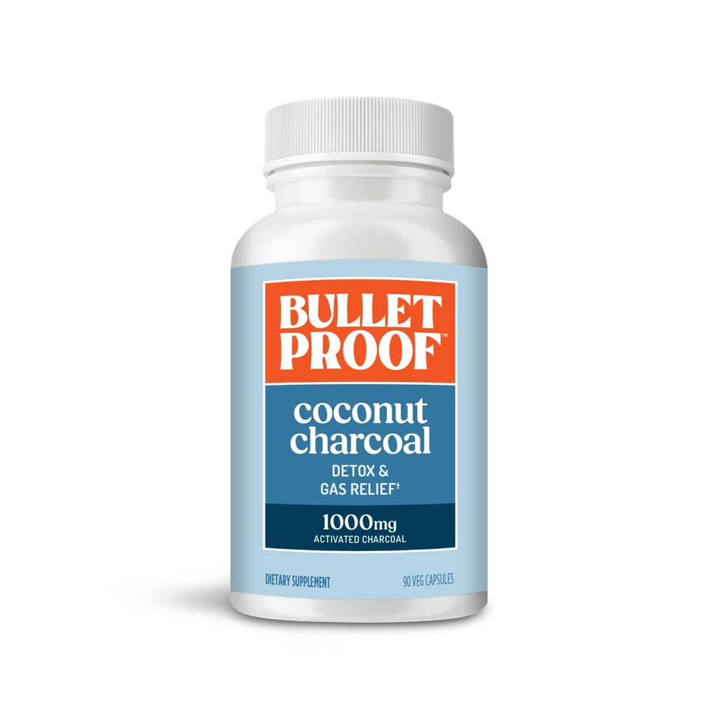 Nepriestrelné Coconut Charcoal Detox and Gas Relief Capsules, 90 Gróf, Zdroj: 100% Coconut Shells, Activated Charcoal for Bloating Support, Packaging May Vary