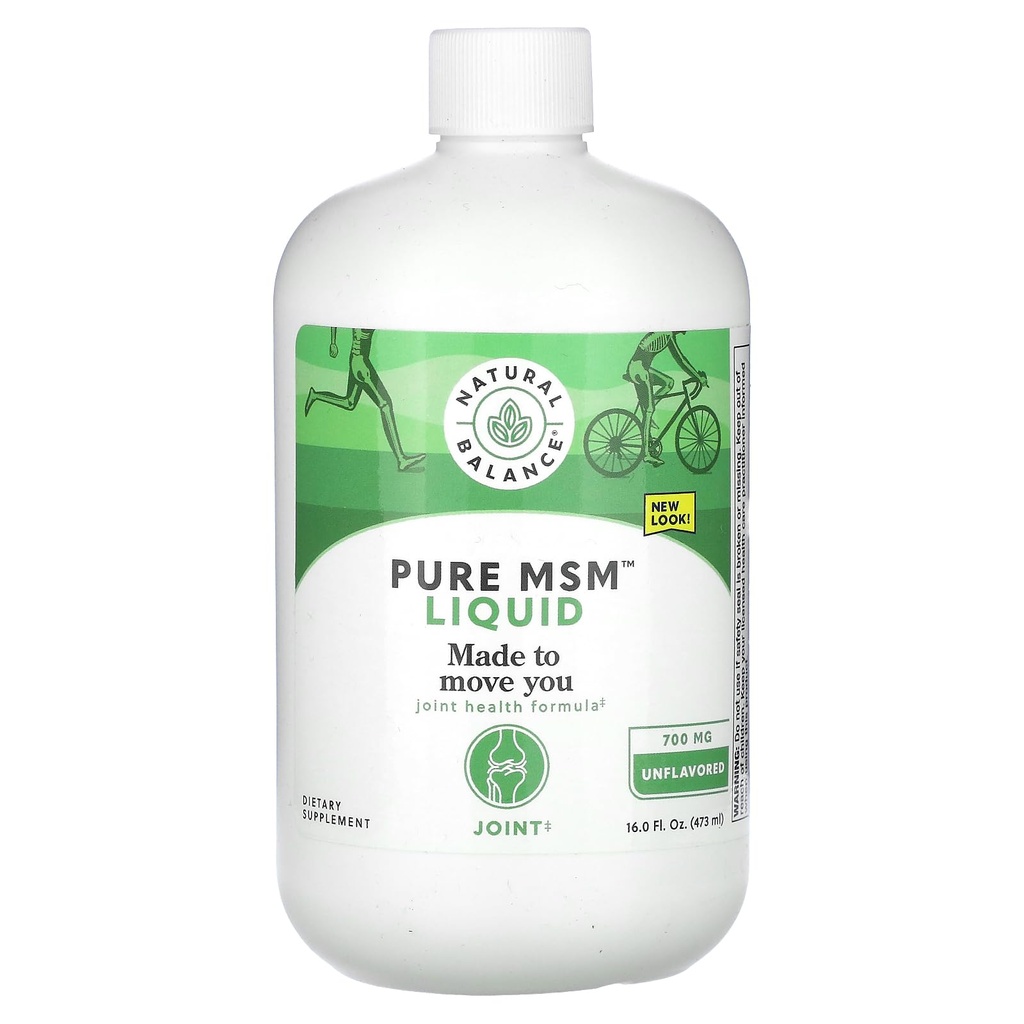 Čistá prírodná bilancia MSM Liquid - 700 mg - Neochutená - Doplnková spoločná podpora - Laboratórium Overené pre čistotu a potenciu - 60-dňová záruka vrátenia peňazí - 48 Servings, 16 Fl. Oz.