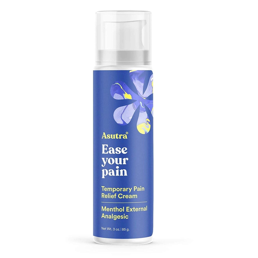 ASUTRA Relief Cream, 3 oz - Chladiaca citlivosť, dočasná úľava od svalového nepokoja a bolesti, 4% Menthol, Arnica Montana, a Dimetyl Sulfón (MSM)