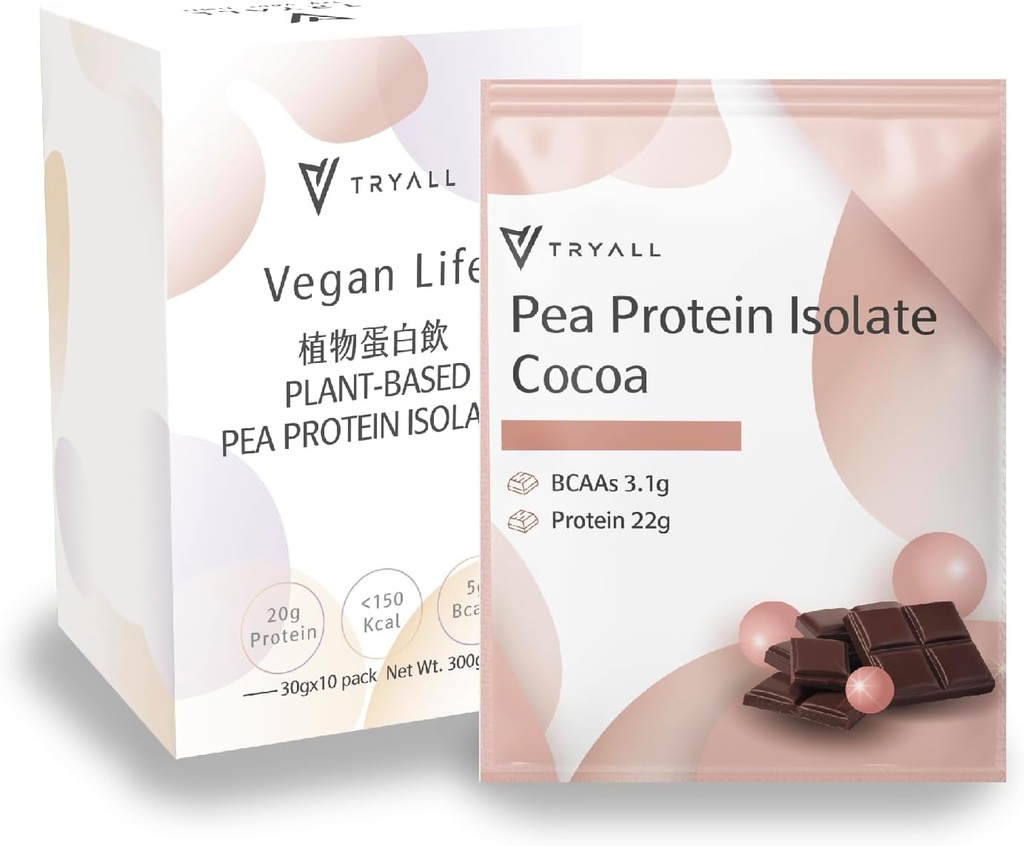 Pea Protein Powder Isolát (22g proteínu) Cestovné vrecká (Mlieko Cocoa, 10 balení)