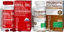 Bronson Probiotic 50 miliárd CFU + Prebiotikum s Apple Polyfenoly a Ananás Ovocie Extrac Antarktída Krill Oil 1000 mg s Omega-3s EPA DHA