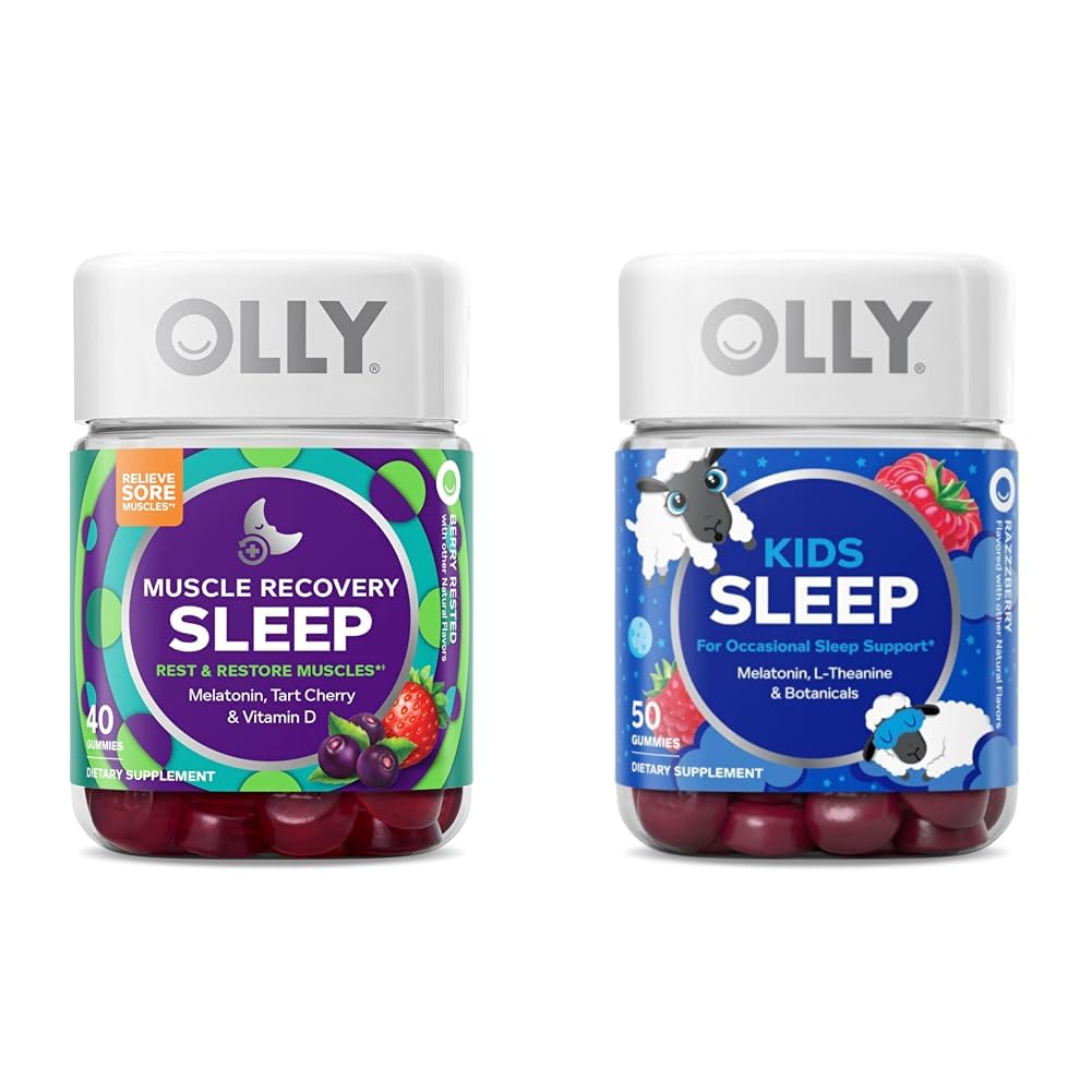 OLLY svalové zotavenie Spánkové Gummy s kartou Cherry, 40 Počet a deti spať Gummy s melatonínom, harmanček, 50 Počet