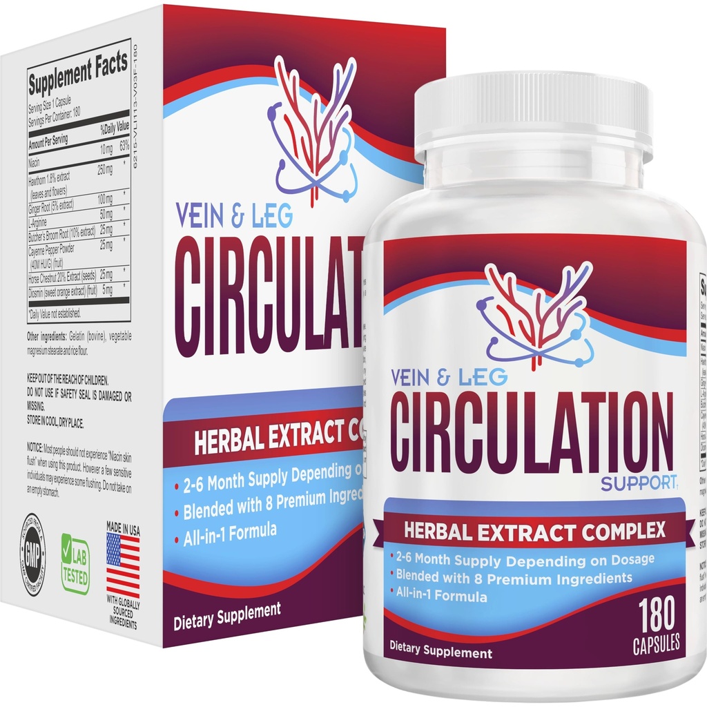2-Mesiac: Vein & Leg Circulation Supplement (All-in-1) Zdravie Podpora s 8 Aktívne zložky 