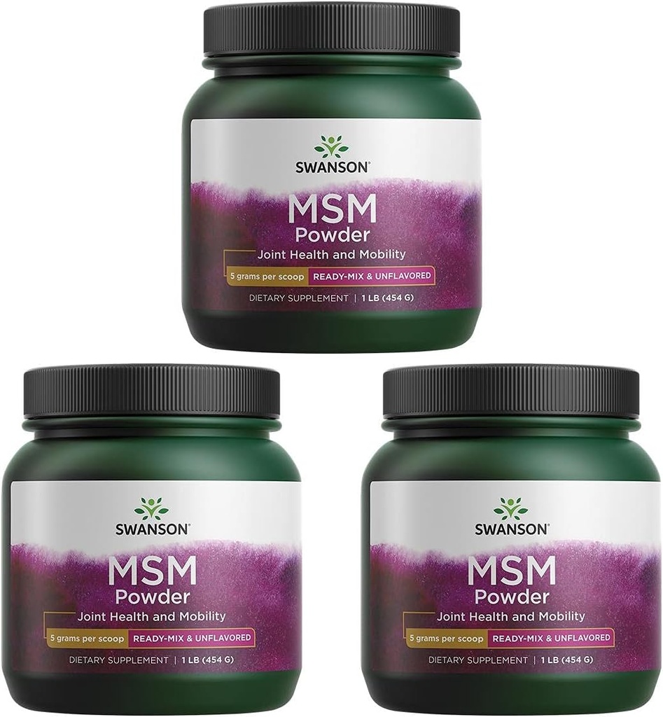 Swanson Premium Brand Msm Powder - Ready-Mix & Unflavred 1 lb Pwdr 3 balenie