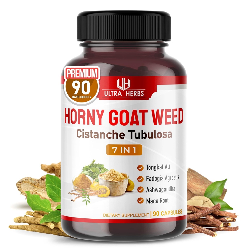 Ultra Horny Koza Weed Tongkat Ali Maca Root Tribulus - Zvýšenie energie, vytrvalosť a výkon s Fadogia Ashwagandha Ginseng L-Arginine (90 počet (Stoj 1))