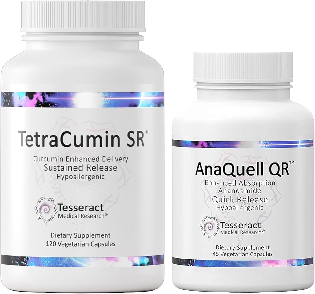 Tesseract Medical Research TetraCumin SR Joint Support Supplement & AnaQuell QR, Stres Relief & Mood Suplement