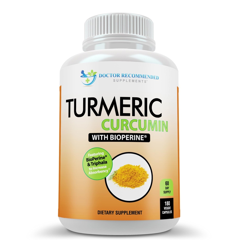 Turmeric Curcumin Supplement - 2250mg/d - Veggie Caps - 95% Curcuminoids s Black Pepper Extract (Bioperine) - 750mg Kapsule - 100% Organic - Najvýkonnejšie Turmeric (180 Počet)