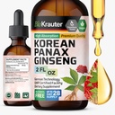 BIO KRAUTER Panax Ginseng Extract Liquid - Korean Red Ginseng Supplement Alcool Free - Immune Support - Vegan, Sugar Free - 2 Fl.Oz.