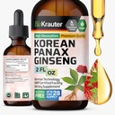 BIO KRAUTER Panax Ginseng Extract Liquid - Korean Red Ginseng Supplement Alcool Free - Immune Support - Vegan, Sugar Free - 2 Fl.Oz.