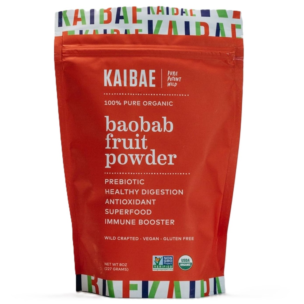 KAIBAE Premium Organic Baobab Powder I Prebiotic Gut Health, Intermittent Fating, Immunition, Hydration 