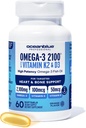 Oceanblue Professional Omega-3 2100 s vitamínom K2 a vitamínom D3-60 počet - triple sila Burpless Fish Oil Omega-3 doplnok s EPA, DHA & DPA - Wild Caught - Orange flavor, 30 Servings