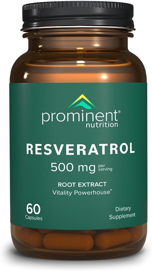 Prominentné nutričné resveratrol Supplement, Anti-Aging a Immune Support, 98% Pure Trans-Resveratrol Supplement, 500 mg, 30 dní - 1 balenie