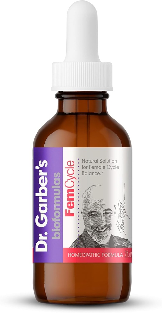 Prirodzené riešenia Dr. Garbera Fem Cyle perorálne kvapky - Gemmoterapia Liquid Supplement to Balance Hormones and Relive PMS, PMDD, Hot Flash, Menopauza, a menštruačné príznaky - 60ml