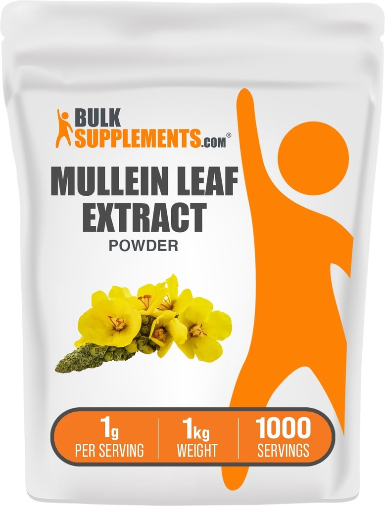 BulkSupplementments.com Mullein Leaf Extract - Verbascum Thapsus, Mullein Supplement - Bylinné doplnky pre imunitnú podporu - bez lepku, 1g na službu, 1kg (2,2 lbs) (Pack of 1)