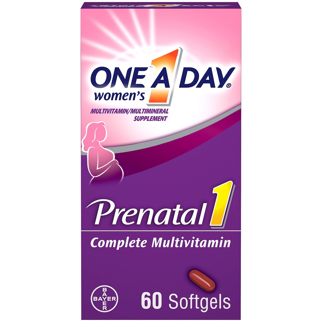 Jeden deň Multivitamín ženských prenatálnych 1 vrátane vitamínu A, vitamínu C, vitamínu D, B6, B12, železa, Omega-3 DHA a viac, tablety, Softgels, 60 gróf - doplnok pre Pred, Počas, a po tehotenstve