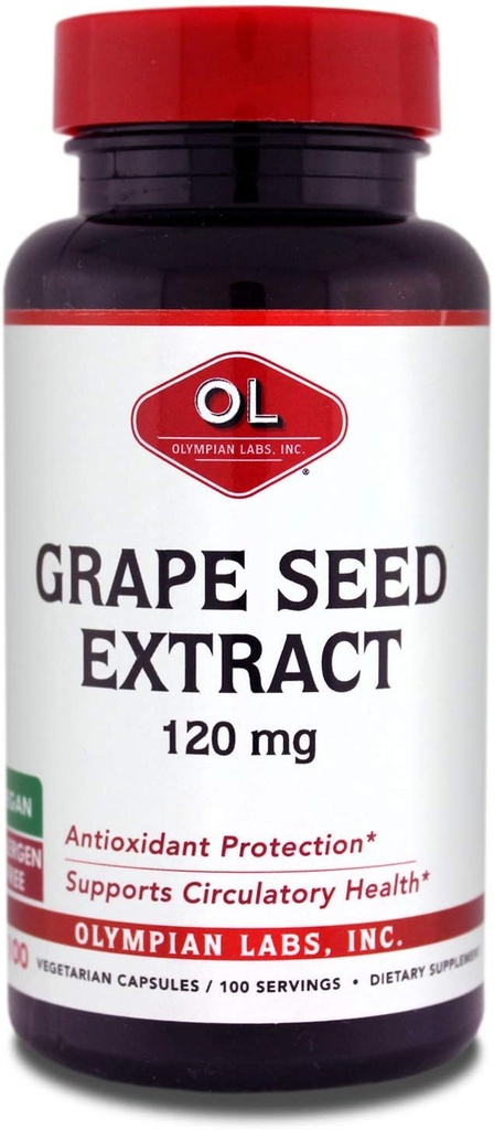Olympian Labs Grape Seed Extract Capsules - 120 mg - 100 Daily Capsule Supporting Heart Health and Antioxidant Protection