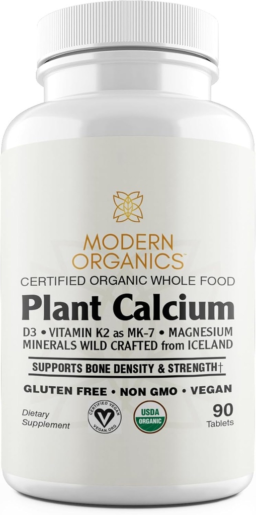 Rastlina Vápnik 1000mg Certified Organic Whole Food Calcium from Organic Islandal Red Algae with Vitamin D3, Vitamin K2 and Magnézium 72 Trace Minerals 90 Vegan Tablets