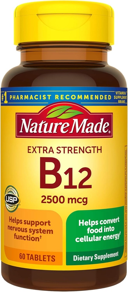 Extra sila Vitamín B12 2500 μg Tablety, 60 Počet