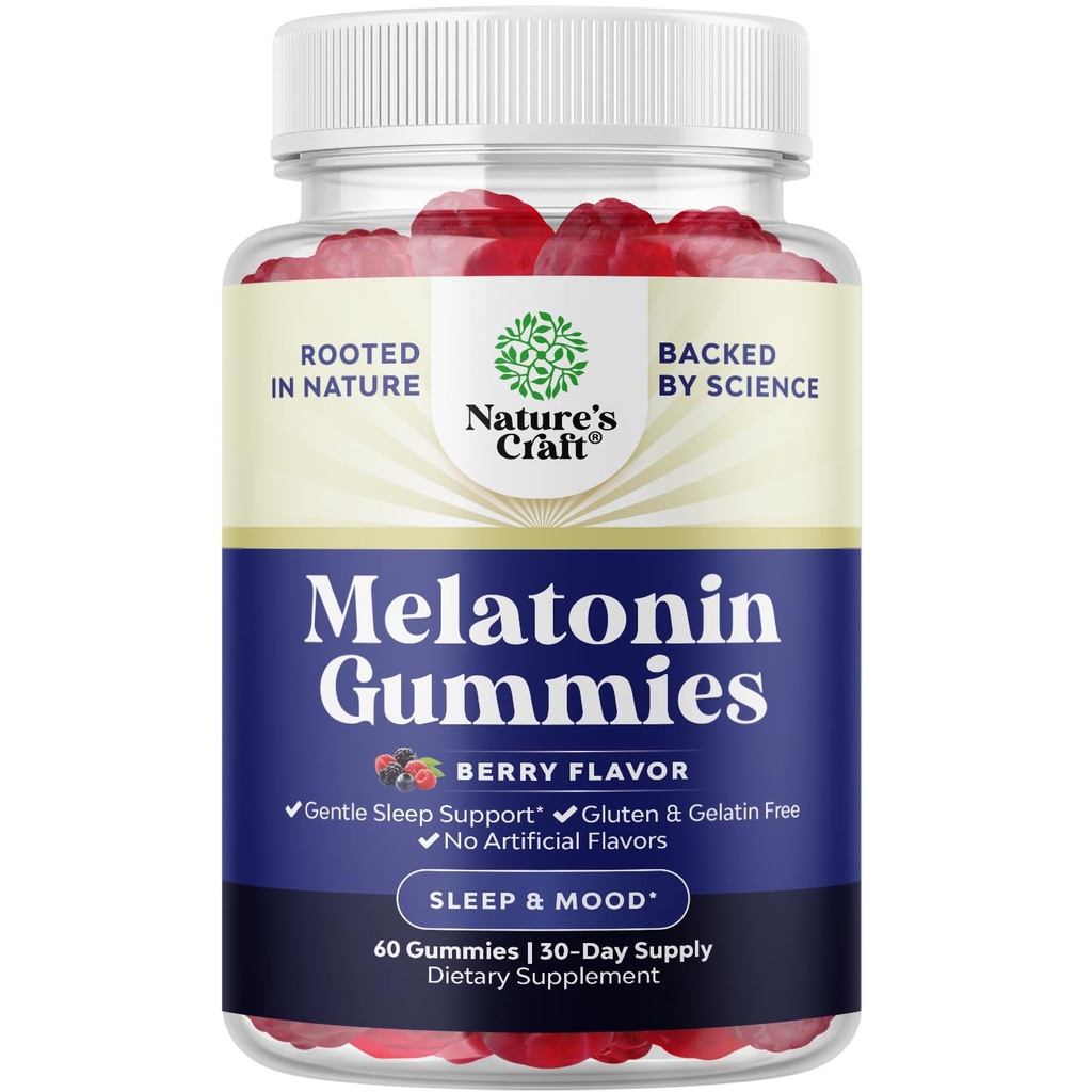 Melatonín 5mg Natural - Želatína bez a Halal Melatonin Gummy 5mg Doplnok pre spánok pre dospelých - Berry Sleep Gummy pre dospelých pád Asleep Rýchlejšie s prírodnými chuťami a farbami 60ct
