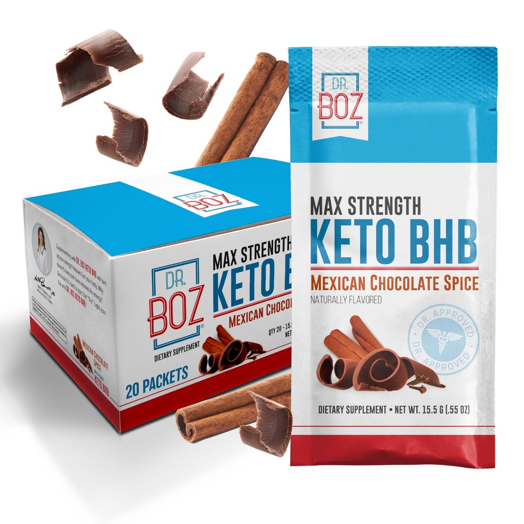 Dr. Boz - Keto BHB Powder - Mexická čokoláda Spice, 20 Služieb - Ketones Drink - Energia & Znížená chuť - Max Strength Dietary Supplement - Quality Tested - Made in The USA - 10.9oz (310g)