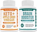 Purely Optimal Premium Keto Pills + Apple Cider Ocogar Capsulas with Mother + Premium Brain Supplement - Nootropic Brain Booster for Focus, Clarity, Improved Memory, Concentration & Better Mood