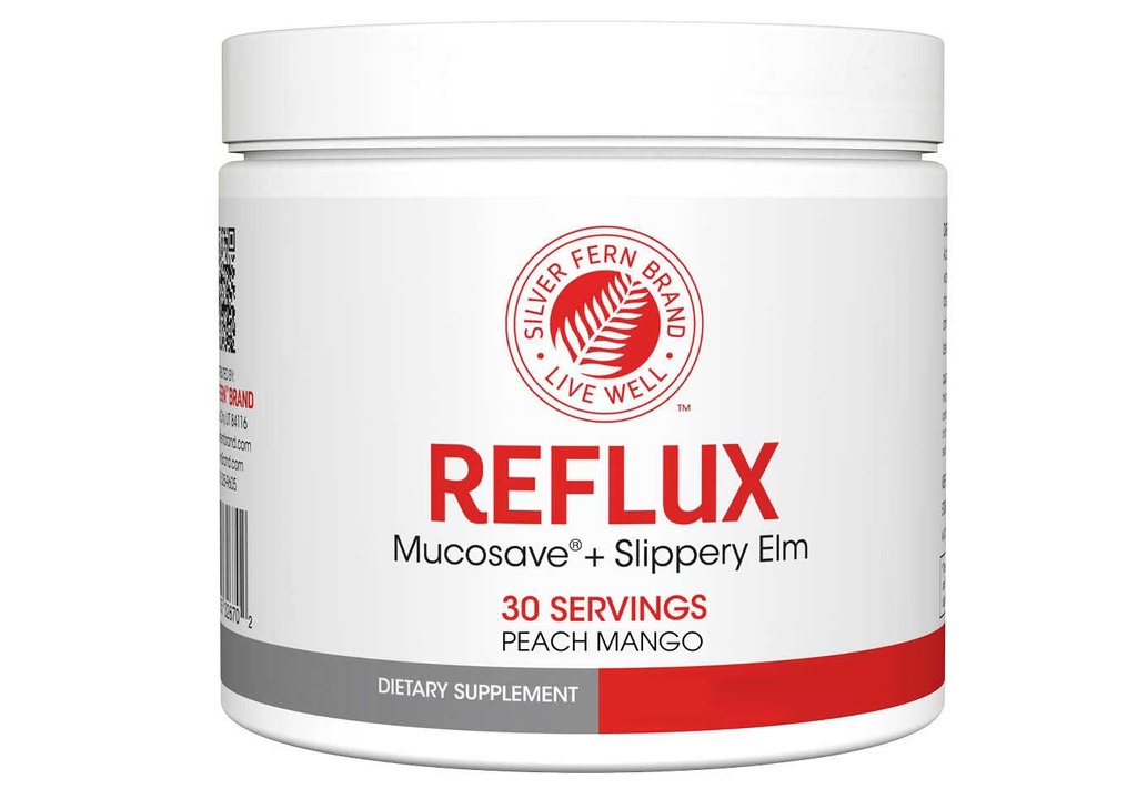 Reflux Digestive Supplement - Peach Mango Flavor - Každá krčma = 30 Odmerky = 30 Slúži - Mukozová podpora pre kyslé problémy - s Mucosave FG a Slippery Elm Bark (1 Tub)